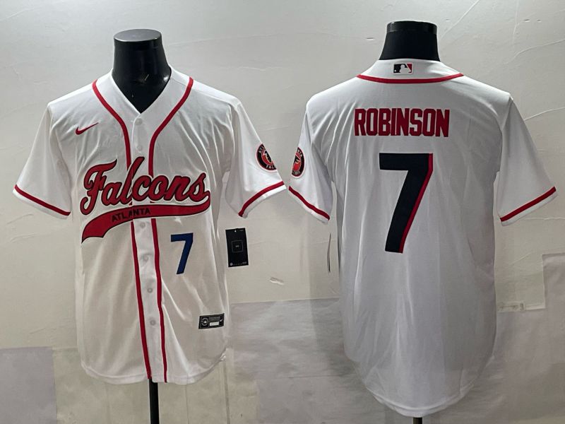 Men 2025 Nike Atlanta Falcons #7 Robinson white Joint Name Limited NFL Jersey style 02